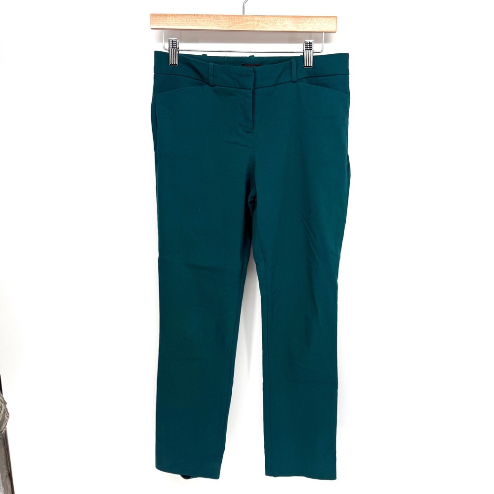 Worthington Deep Teal Green Slim Fit Crop Trousers Size 4 Dress Pants Office Wrk